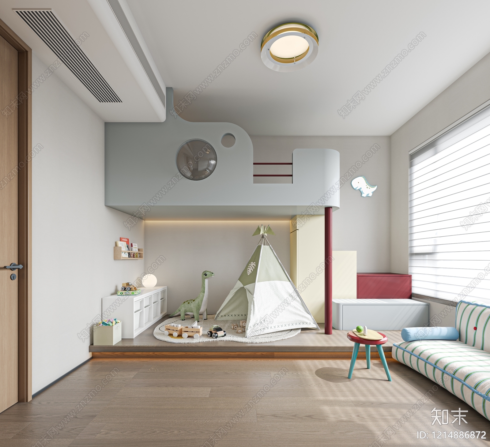 现代简约通用儿童房3D模型下载【ID:1214886872】