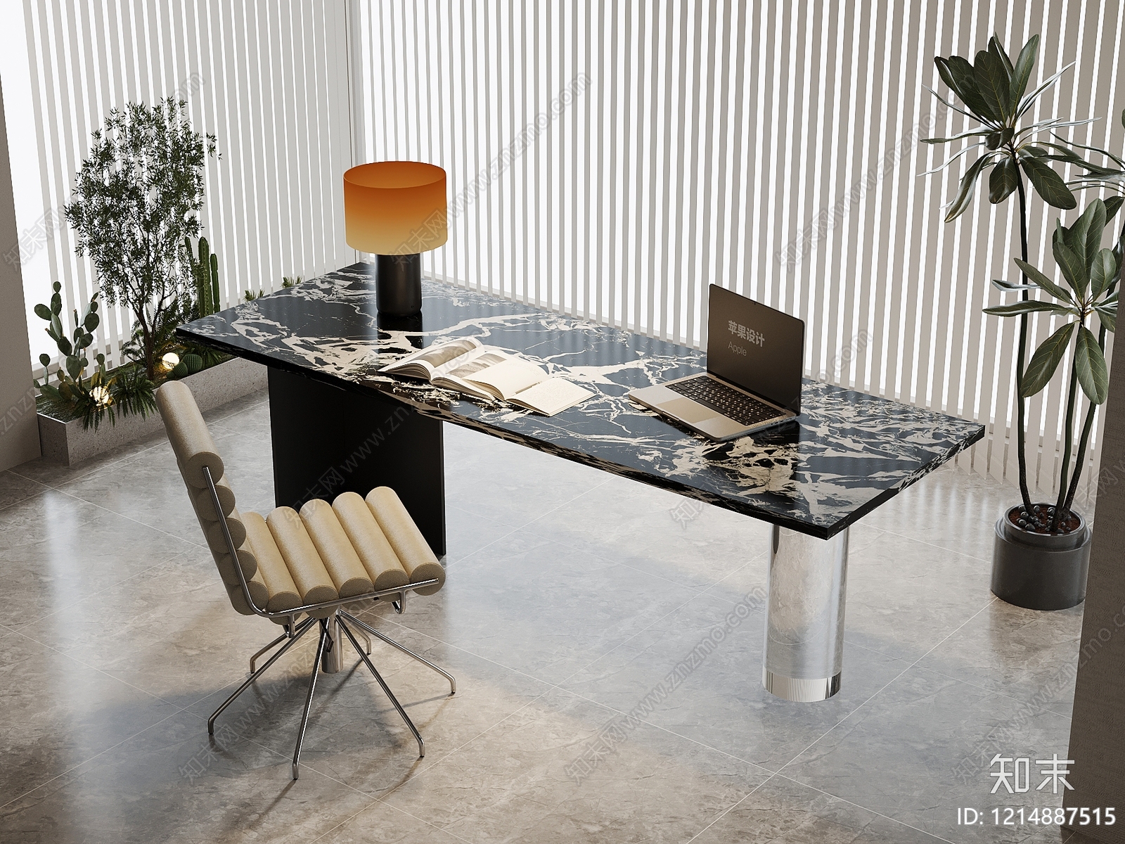 现代简约书桌椅3D模型下载【ID:1214887515】
