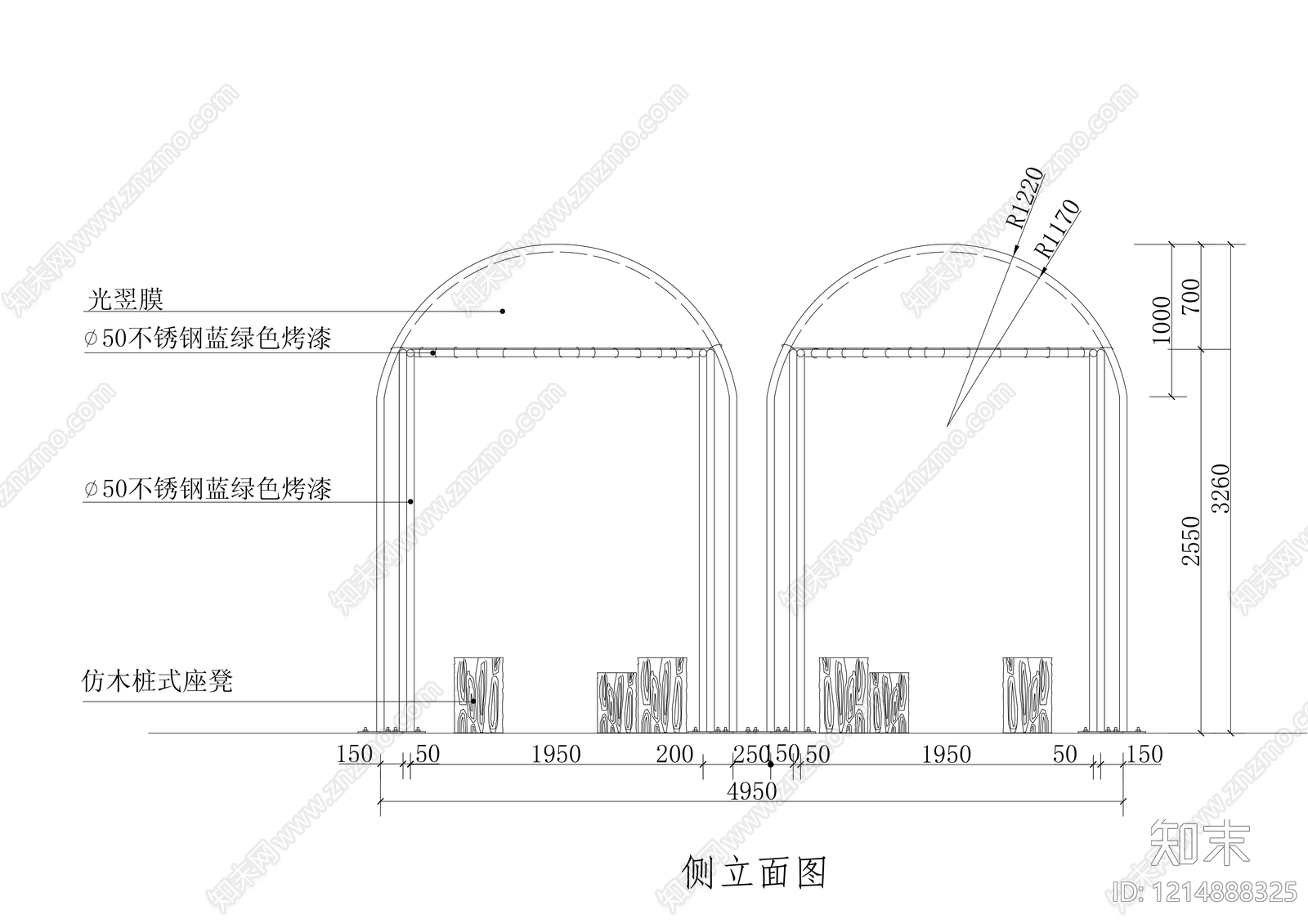 现代亭子cad施工图下载【ID:1214888325】