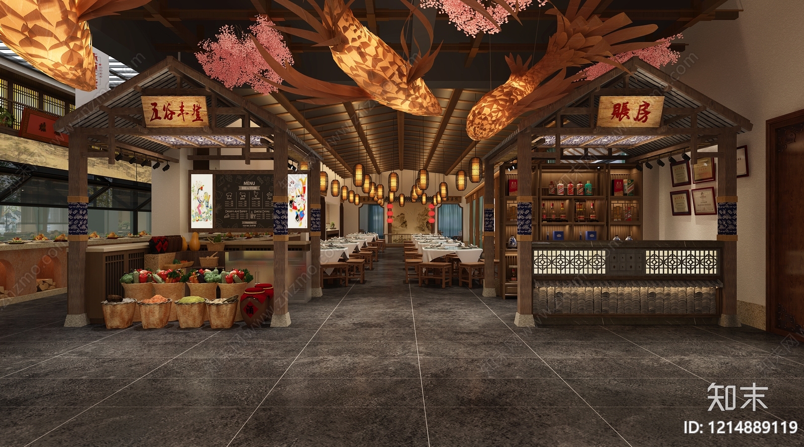 新中式中餐厅3D模型下载【ID:1214889119】