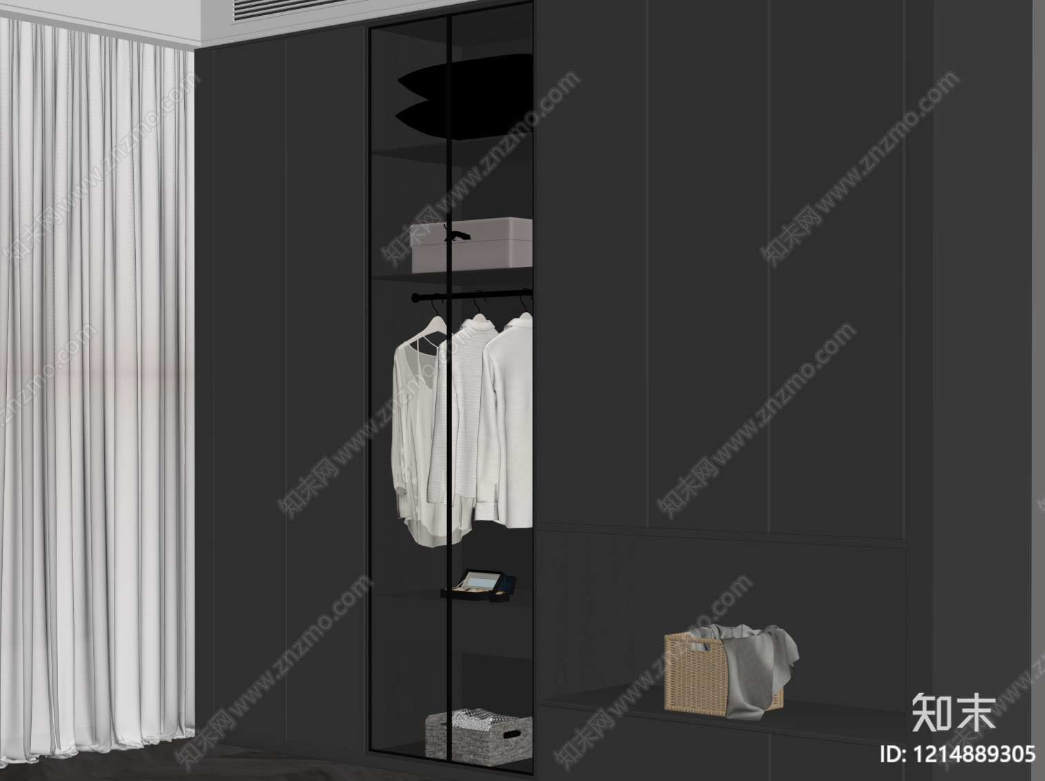 现代衣柜SU模型下载【ID:1214889305】