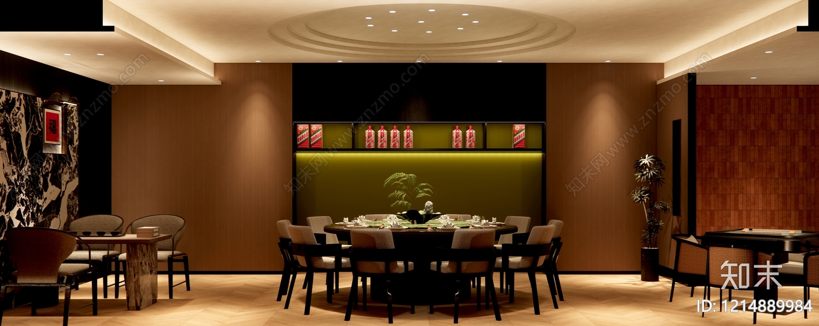 新中式包厢SU模型下载【ID:1214889984】