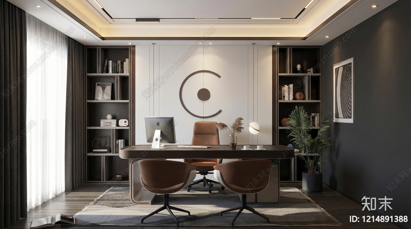 现代简约书房SU模型下载【ID:1214891388】