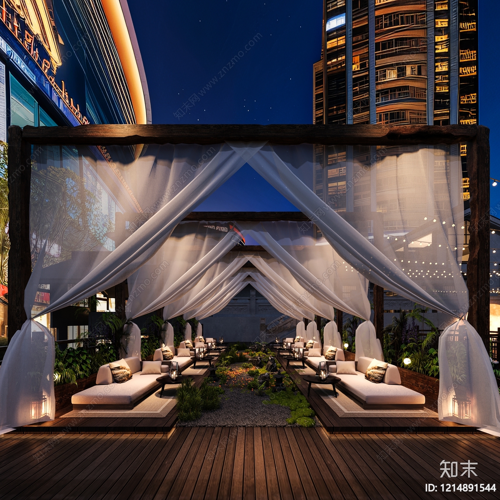 都市露台休闲风外摆3D模型下载【ID:1214891544】
