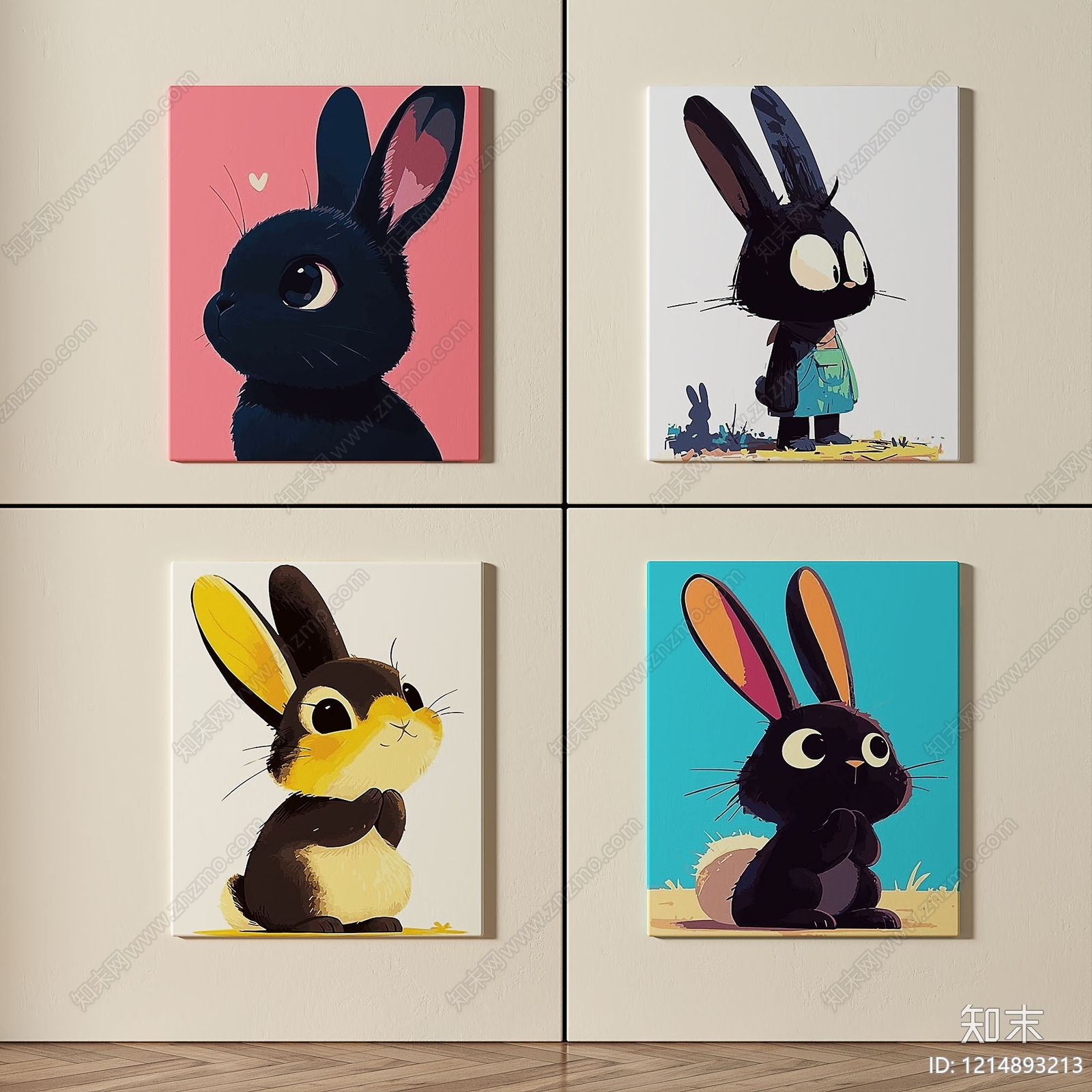 卡通简约风儿童挂画3D模型下载【ID:1214893213】