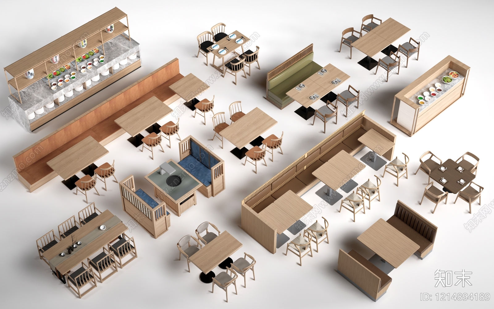 日式餐桌SU模型下载【ID:1214894189】