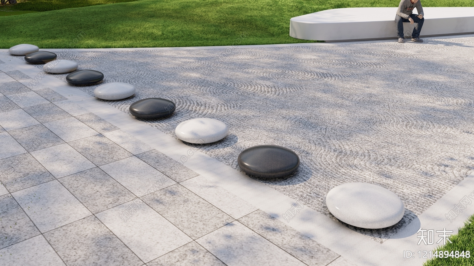 新中式景观石材围挡SU模型下载【ID:1214894848】