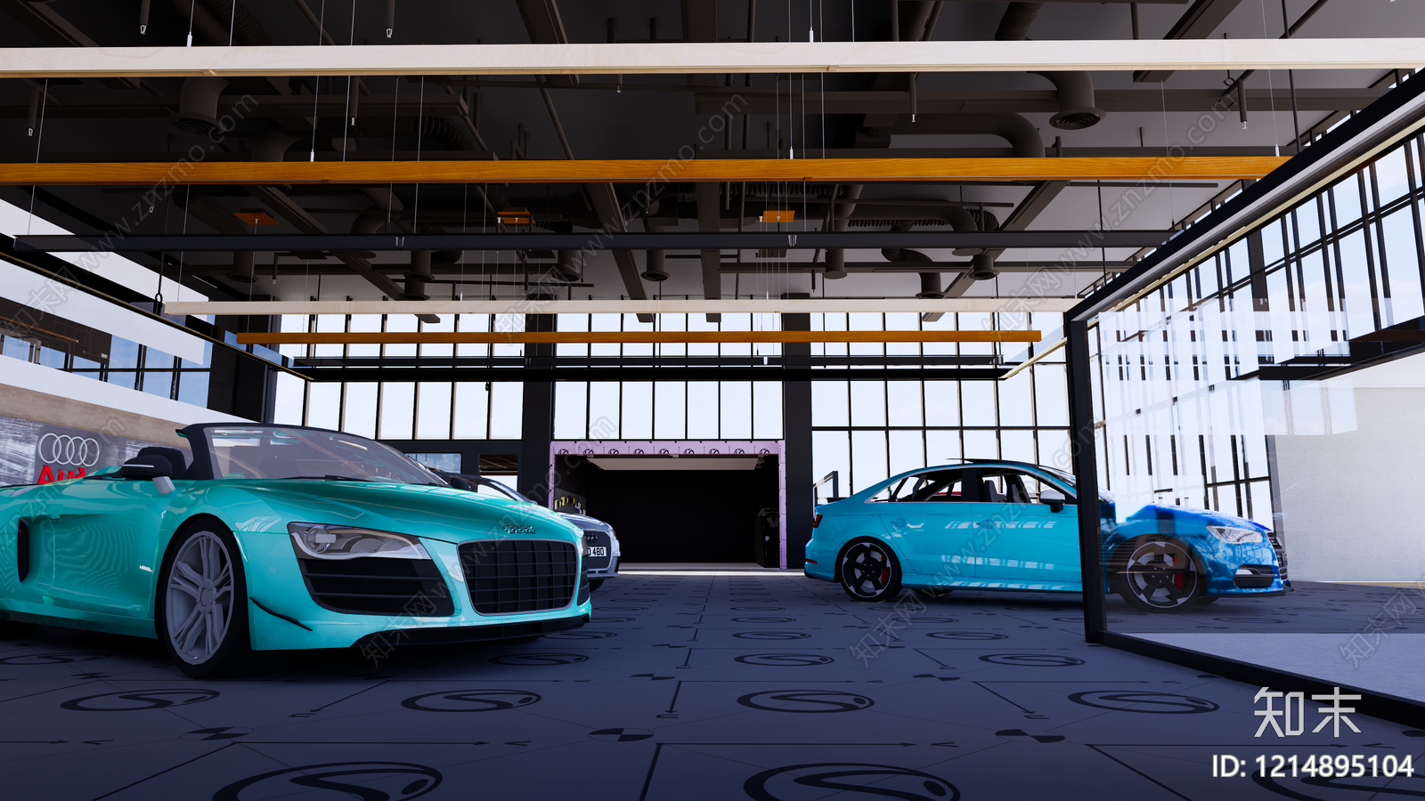 现代工业风汽车展厅SU模型下载【ID:1214895104】