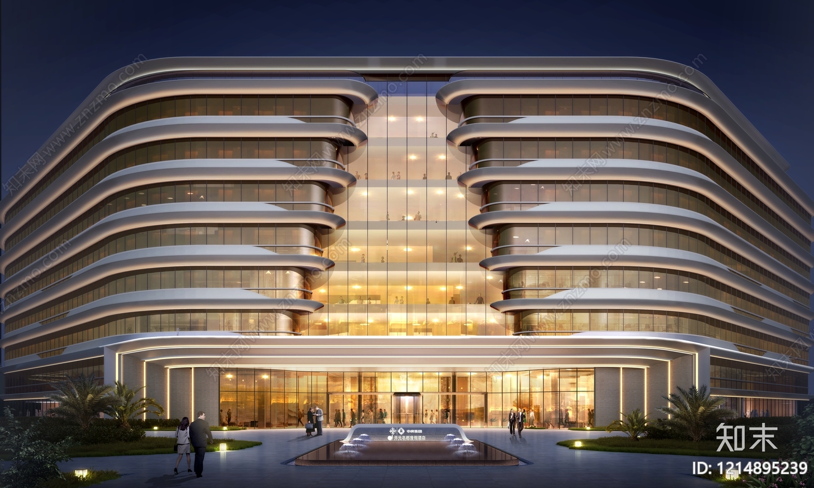 现代酒店建筑SU模型下载【ID:1214895239】