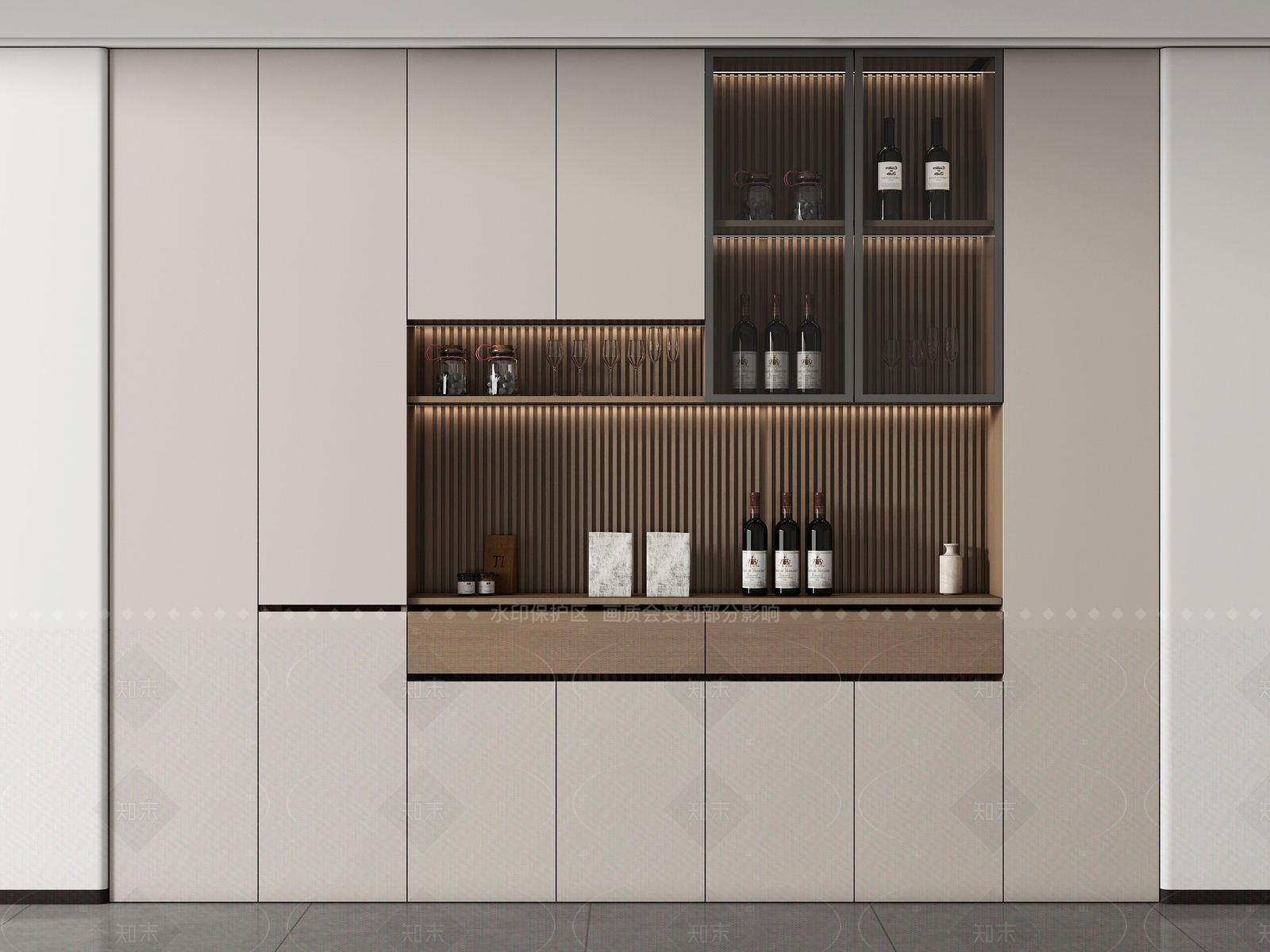 现代简约酒柜3D模型下载【ID:1214895670】