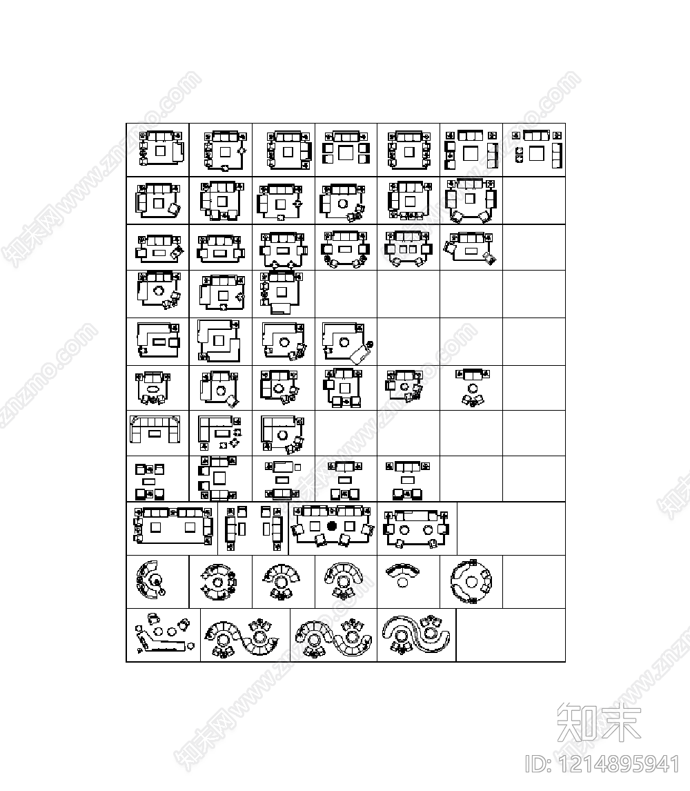 现代简约沙发cad施工图下载【ID:1214895941】