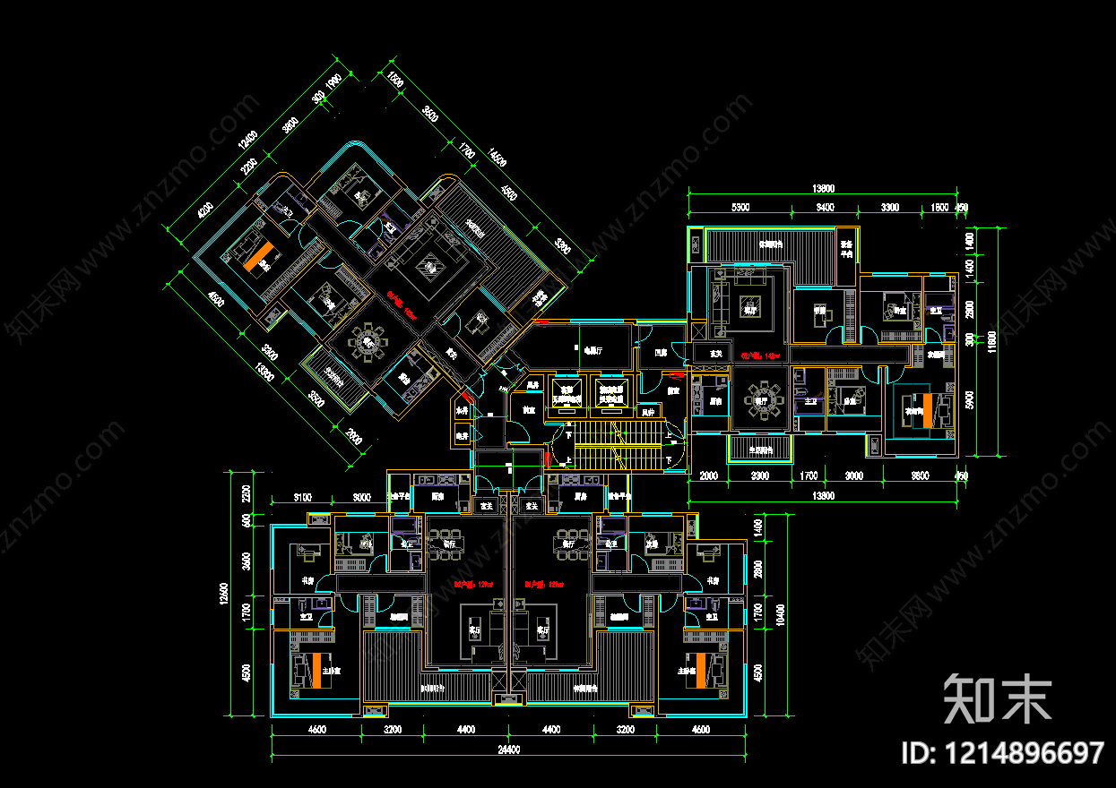 高层住宅cad施工图下载【ID:1214896697】