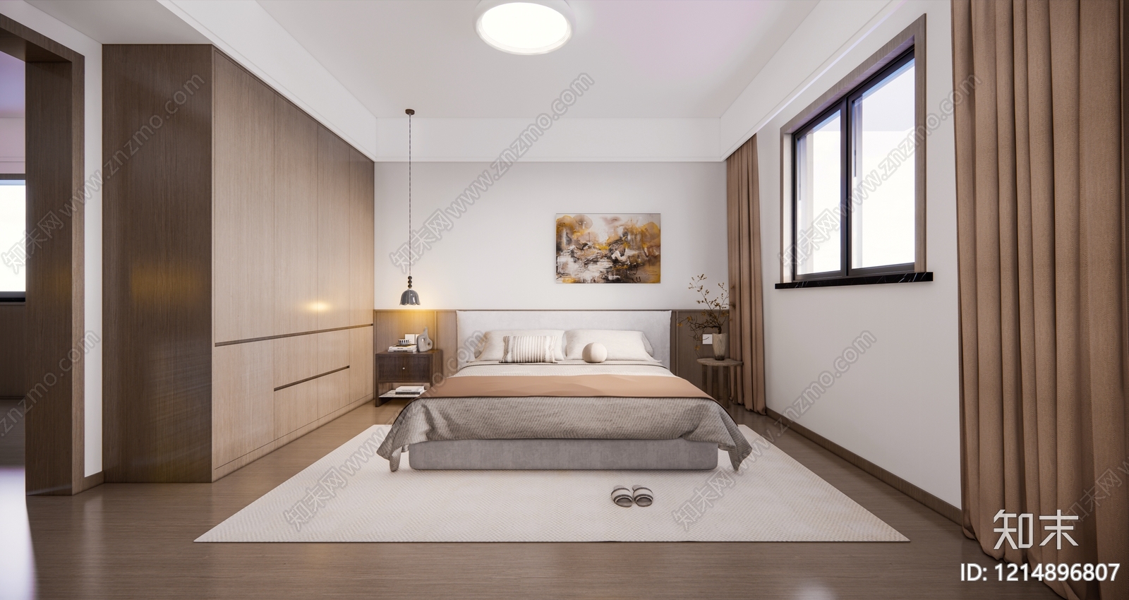 现代简约家居卧室SU模型下载【ID:1214896807】