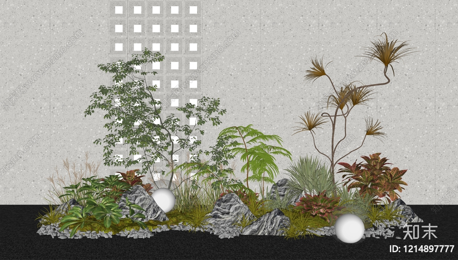 现代简约植物组合SU模型下载【ID:1214897777】