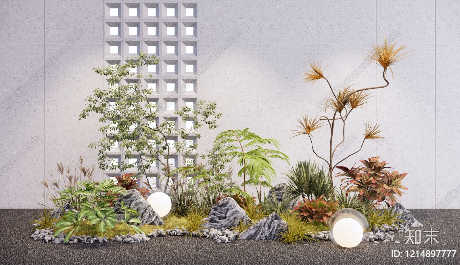 现代简约植物组合SU模型下载【ID:1214897777】