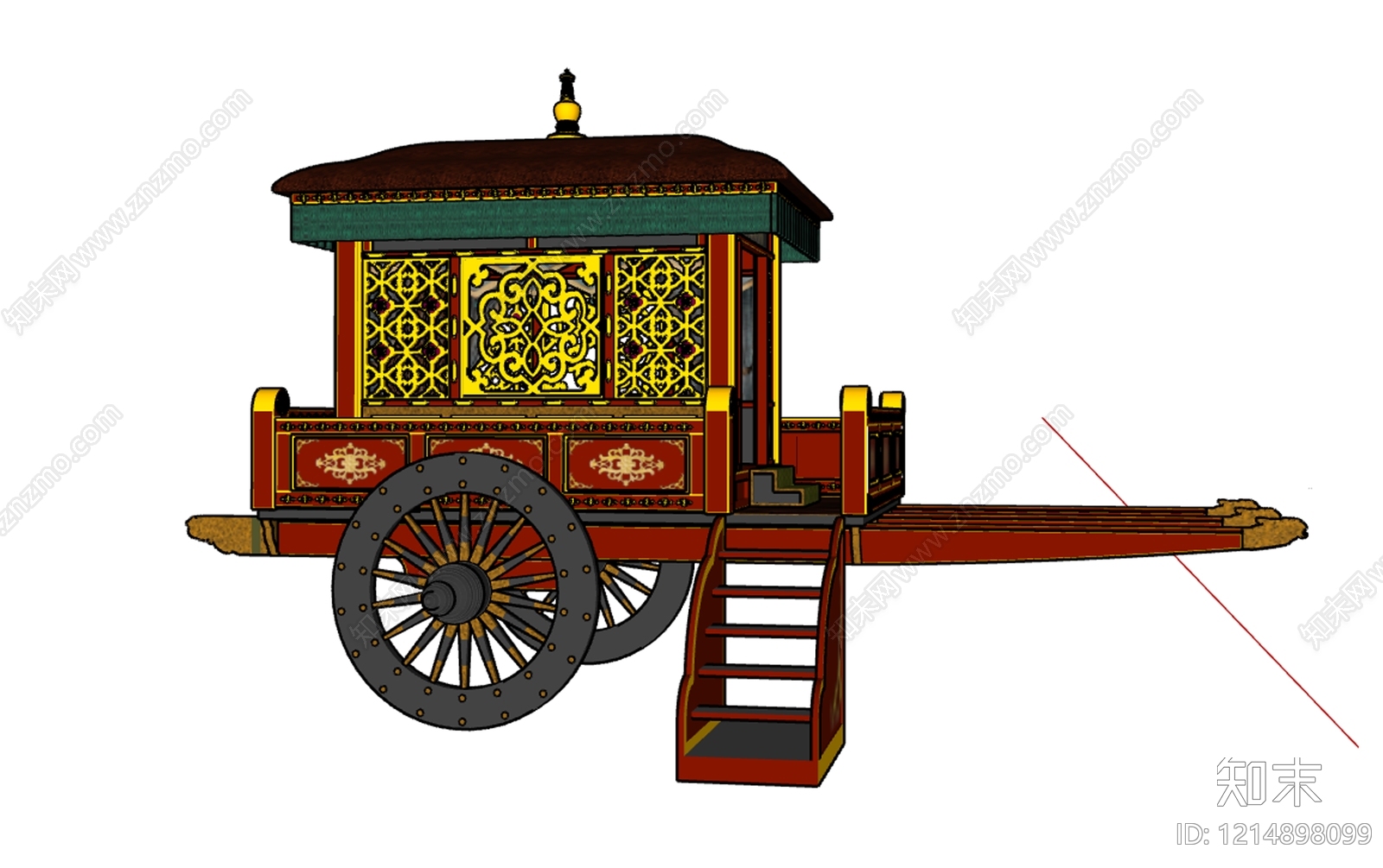 中式马车SU模型下载【ID:1214898099】