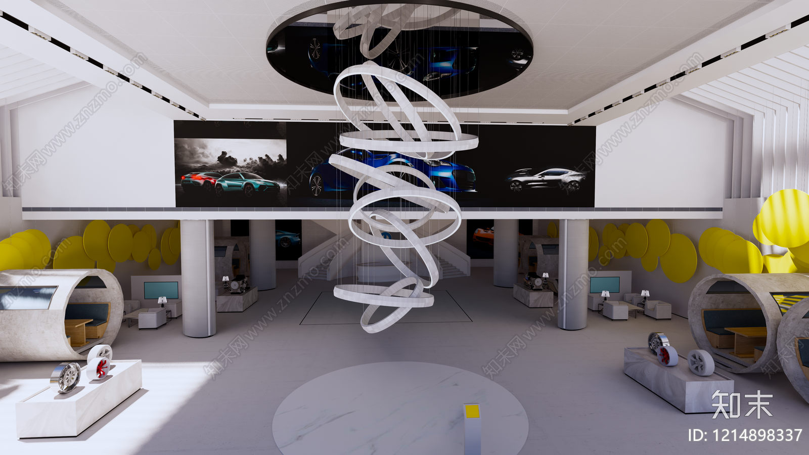 现代极简汽车展厅SU模型下载【ID:1214898337】