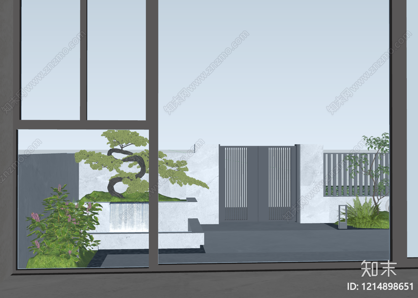 新中式别墅庭院SU模型下载【ID:1214898651】