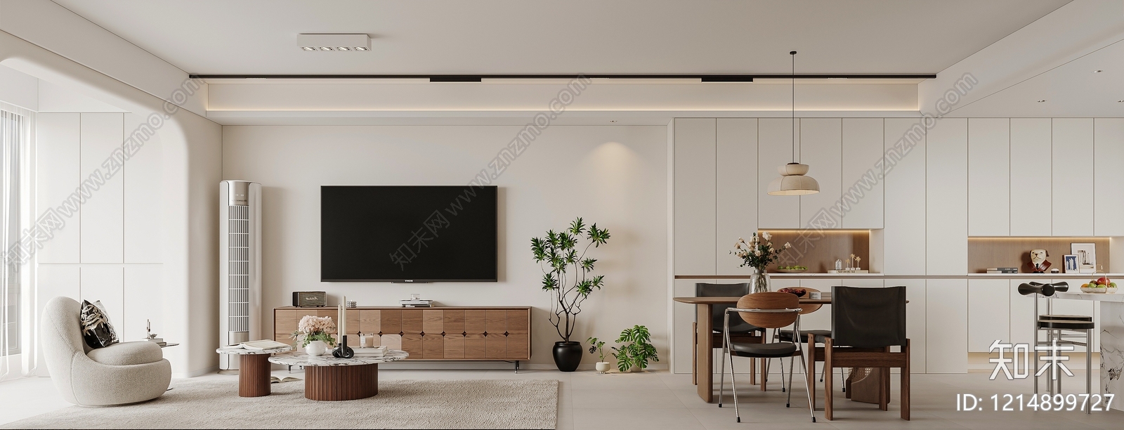 现代简约家居客厅3D模型下载【ID:1214899727】