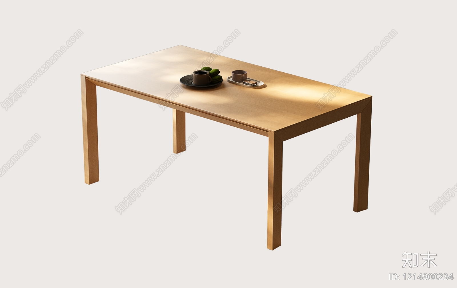 日式原木餐桌3D模型下载【ID:1214900234】