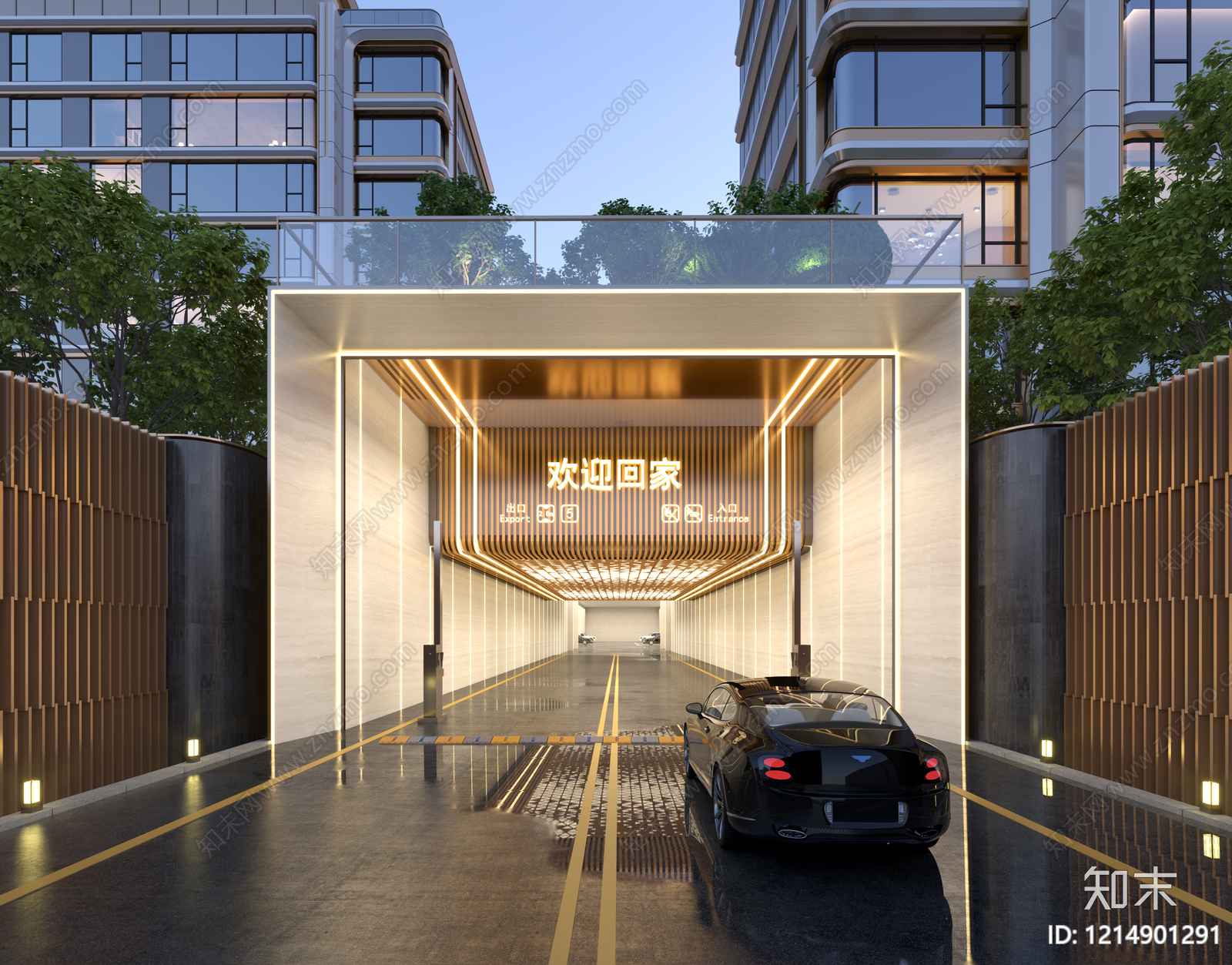 现代简约地下车库3D模型下载【ID:1214901291】