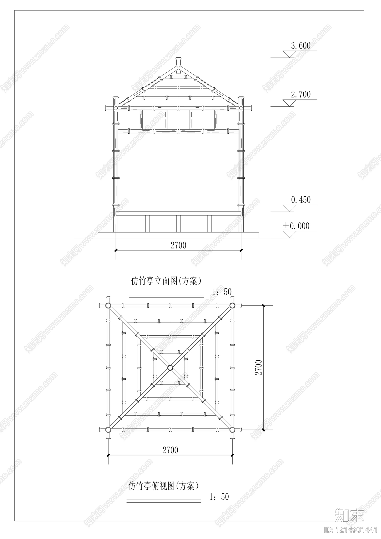 中式亭子cad施工图下载【ID:1214901441】