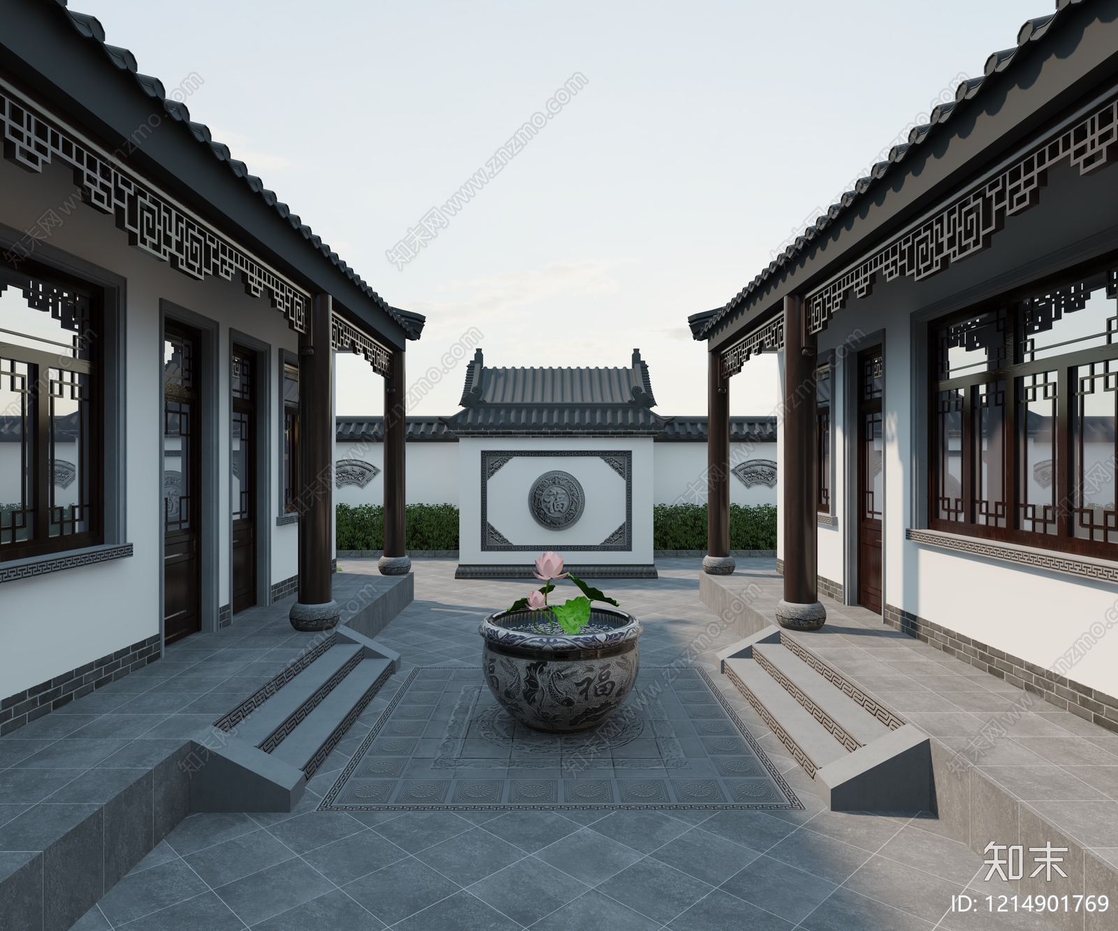 新中式四合院3D模型下载【ID:1214901769】