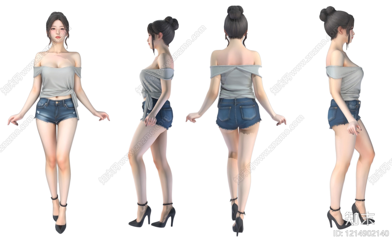 现代时尚女人3D模型下载【ID:1214902140】