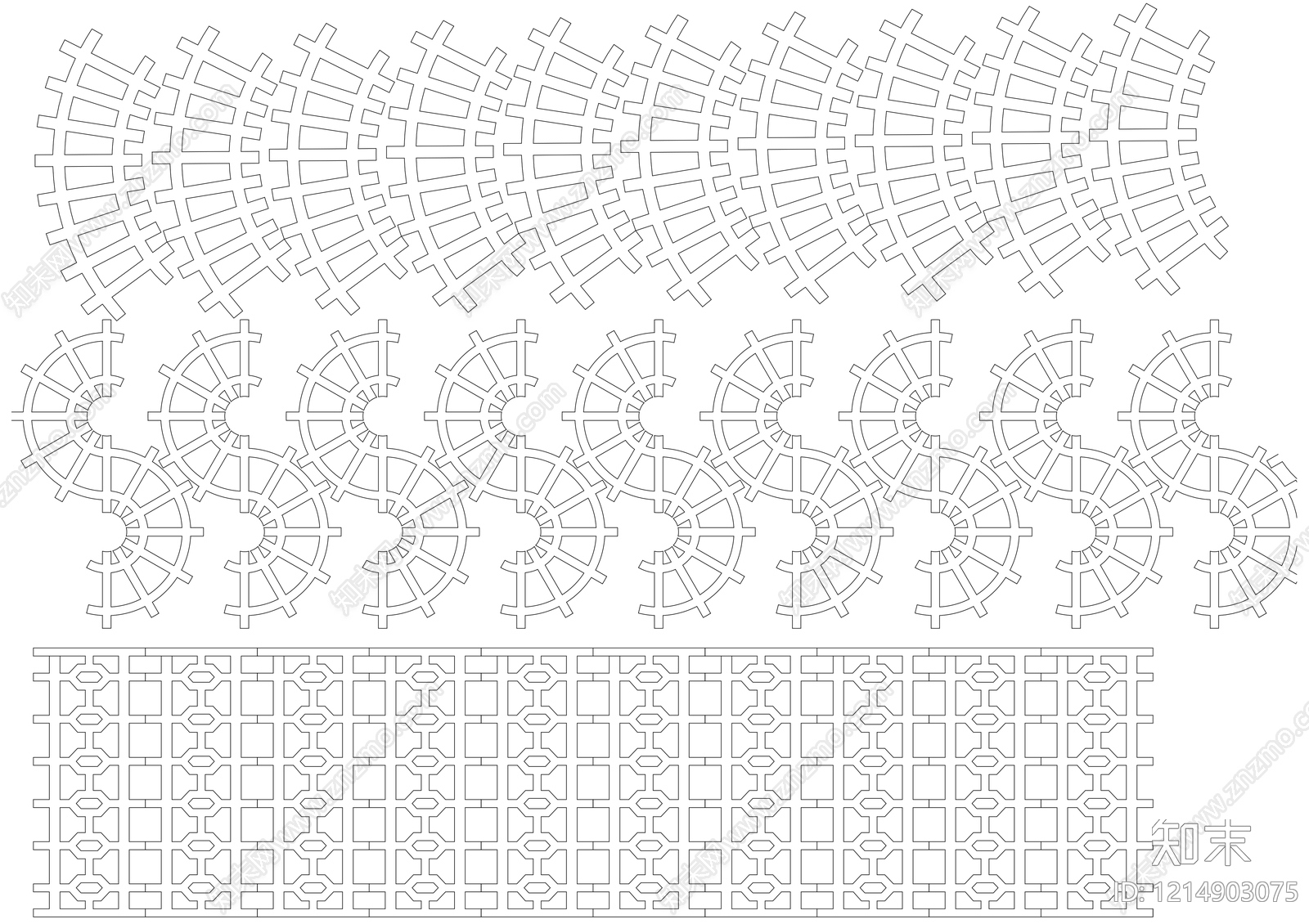 中式装饰线条施工图下载【ID:1214903075】