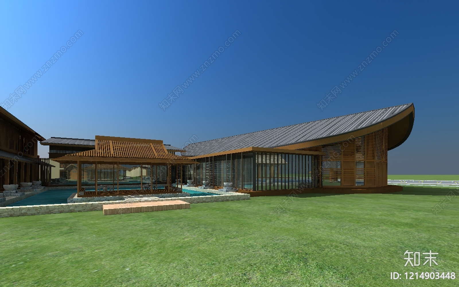 新中式鸟瞰规划3D模型下载【ID:1214903448】