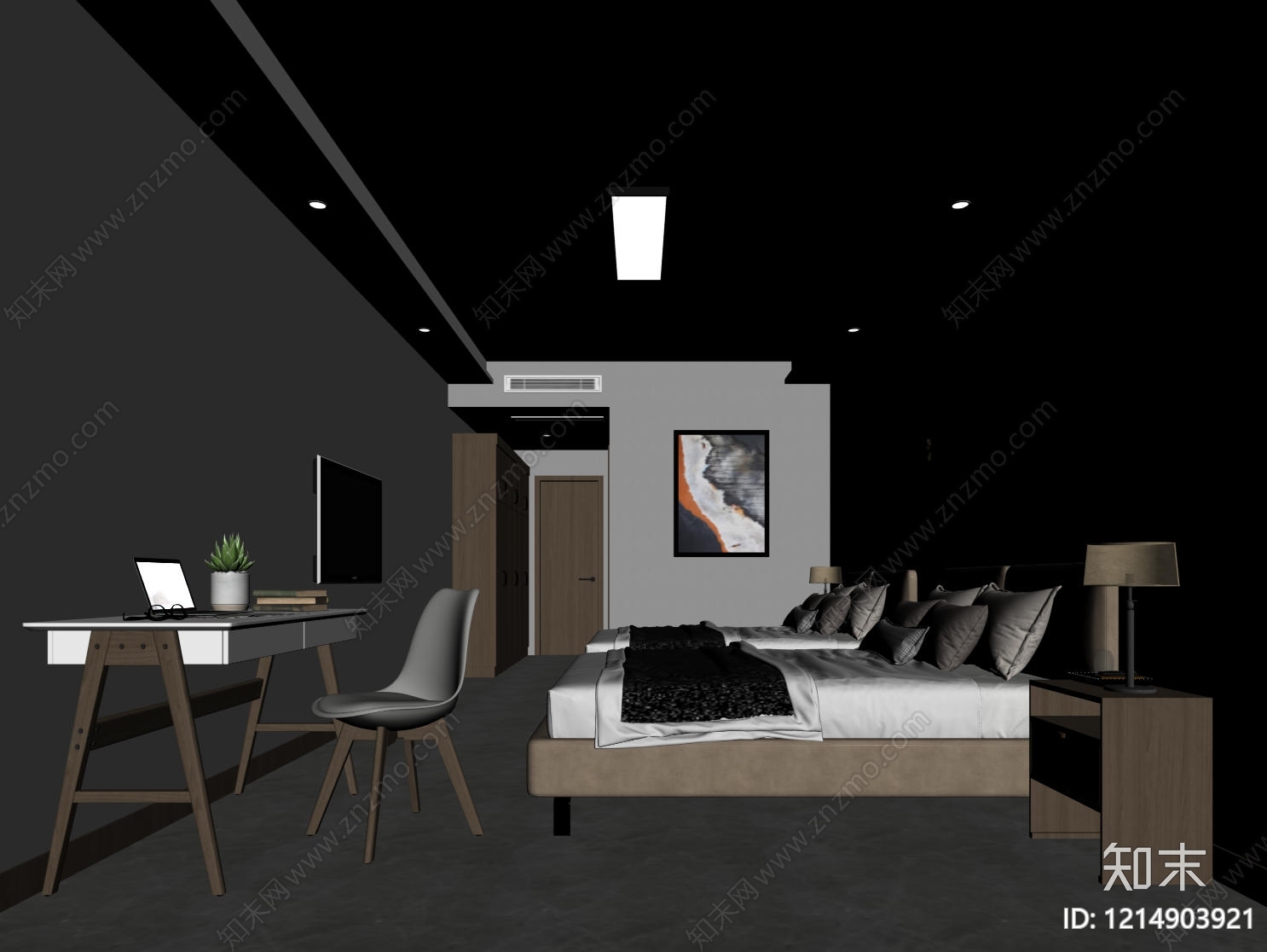 现代简约宿舍3D模型下载【ID:1214903921】