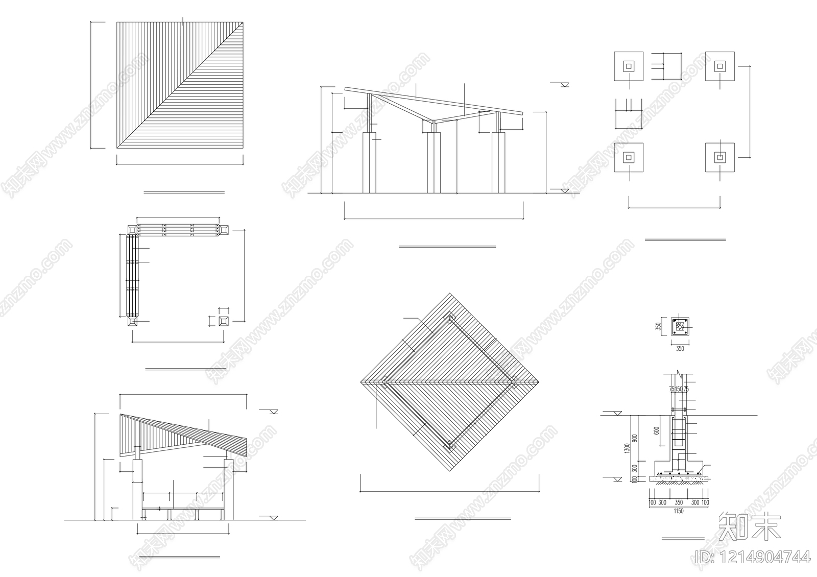 现代亭子施工图下载【ID:1214904744】