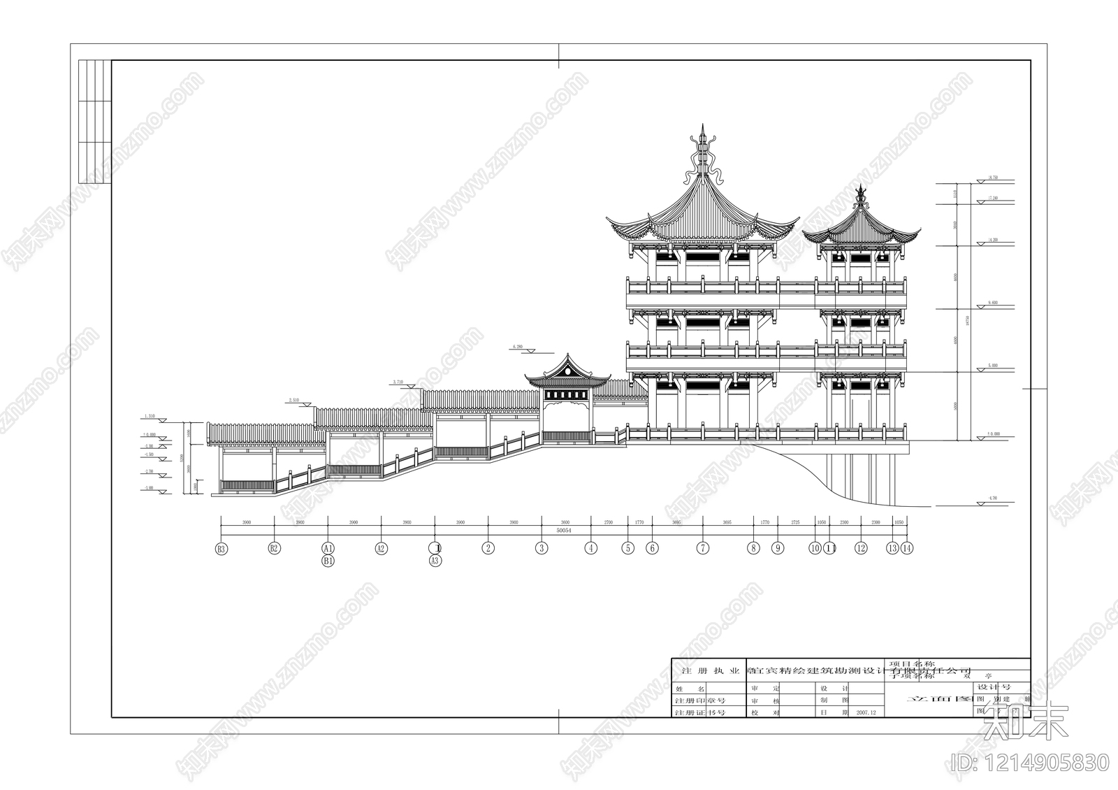 中式亭子cad施工图下载【ID:1214905830】