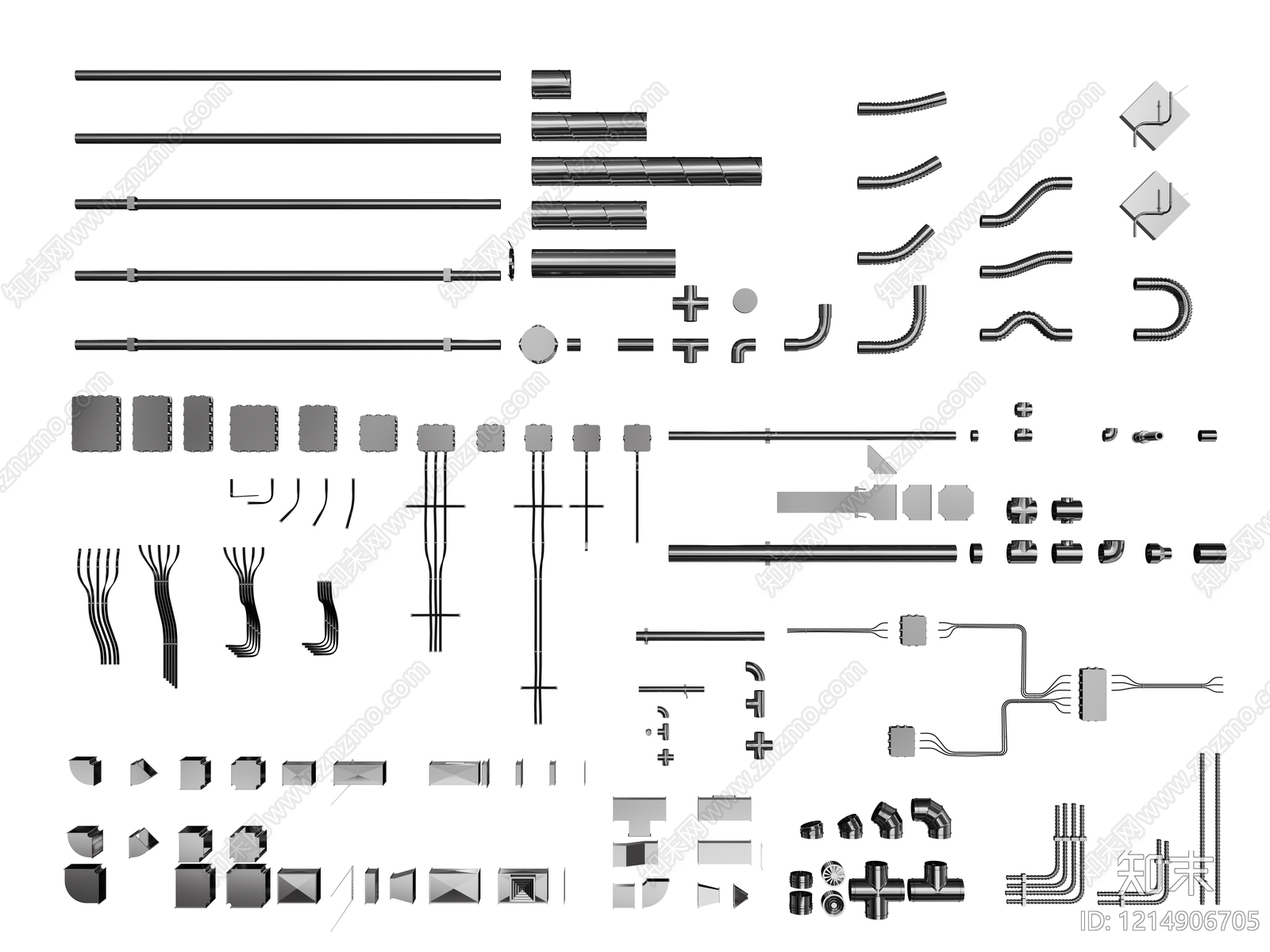 极简主义管道零件SU模型下载【ID:1214906705】
