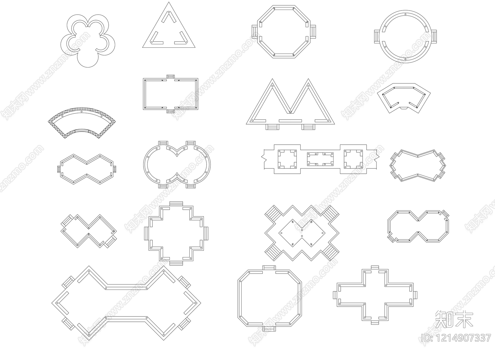 现代亭子图库施工图下载【ID:1214907337】