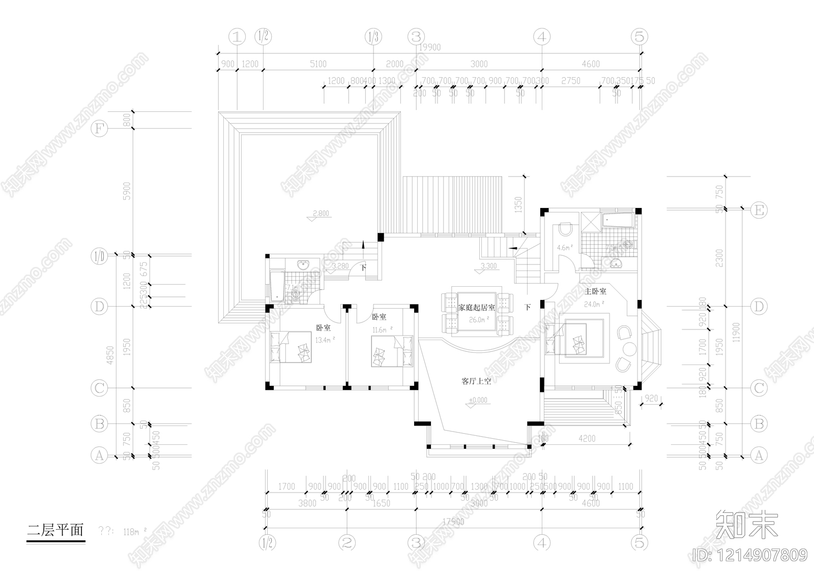 欧式美式别墅建筑cad施工图下载【ID:1214907809】