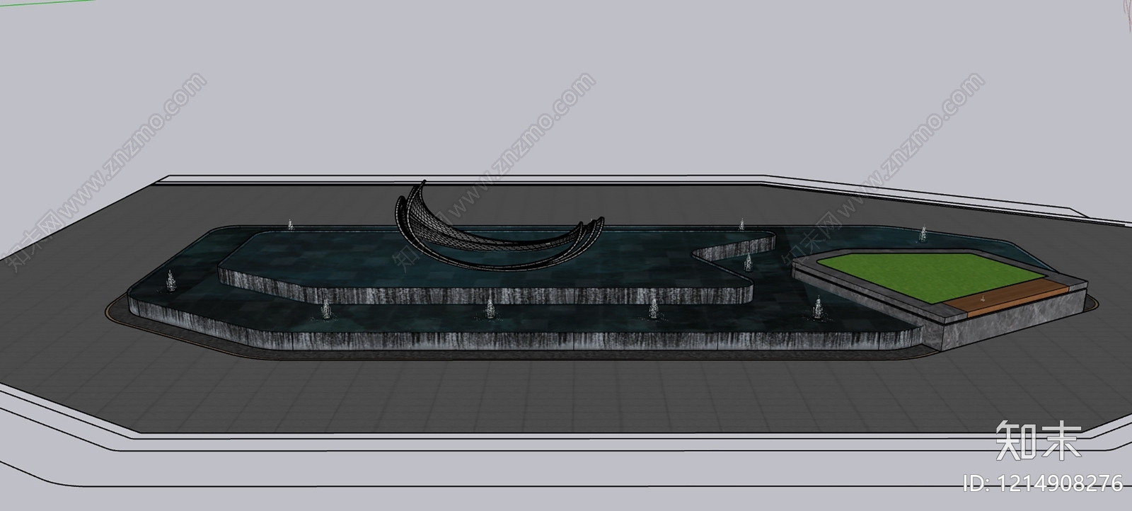 现代喷泉SU模型下载【ID:1214908276】