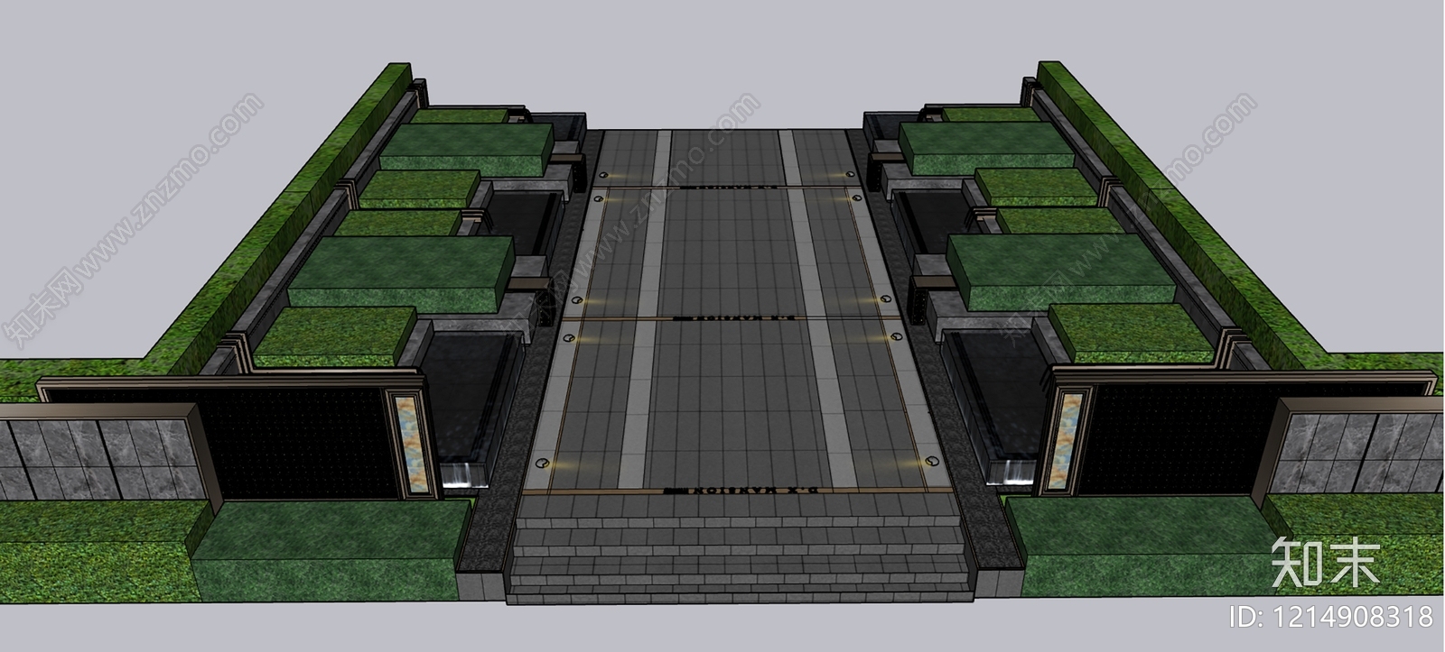 新中式景观喷泉SU模型下载【ID:1214908318】