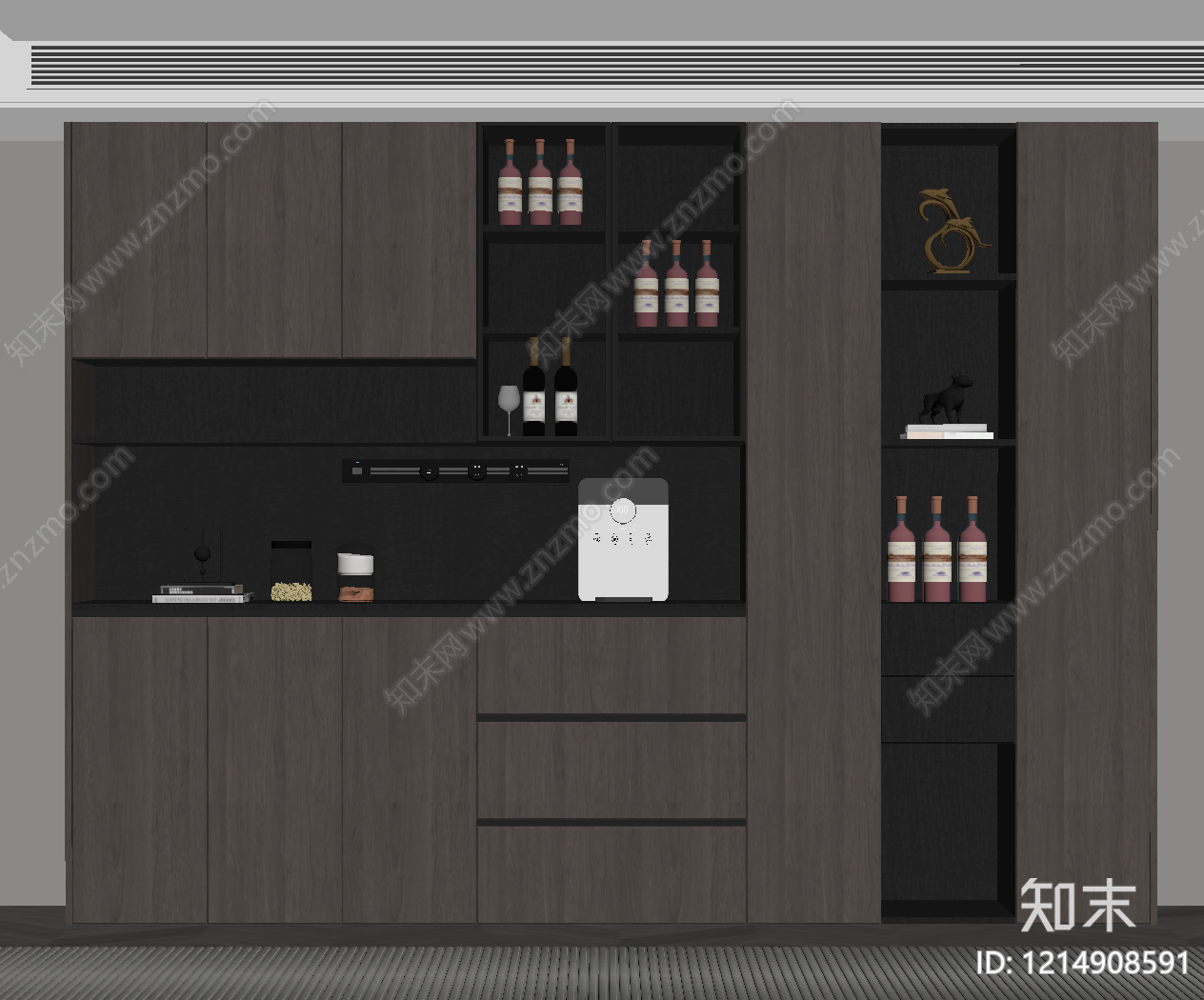 现代简约酒柜SU模型下载【ID:1214908591】