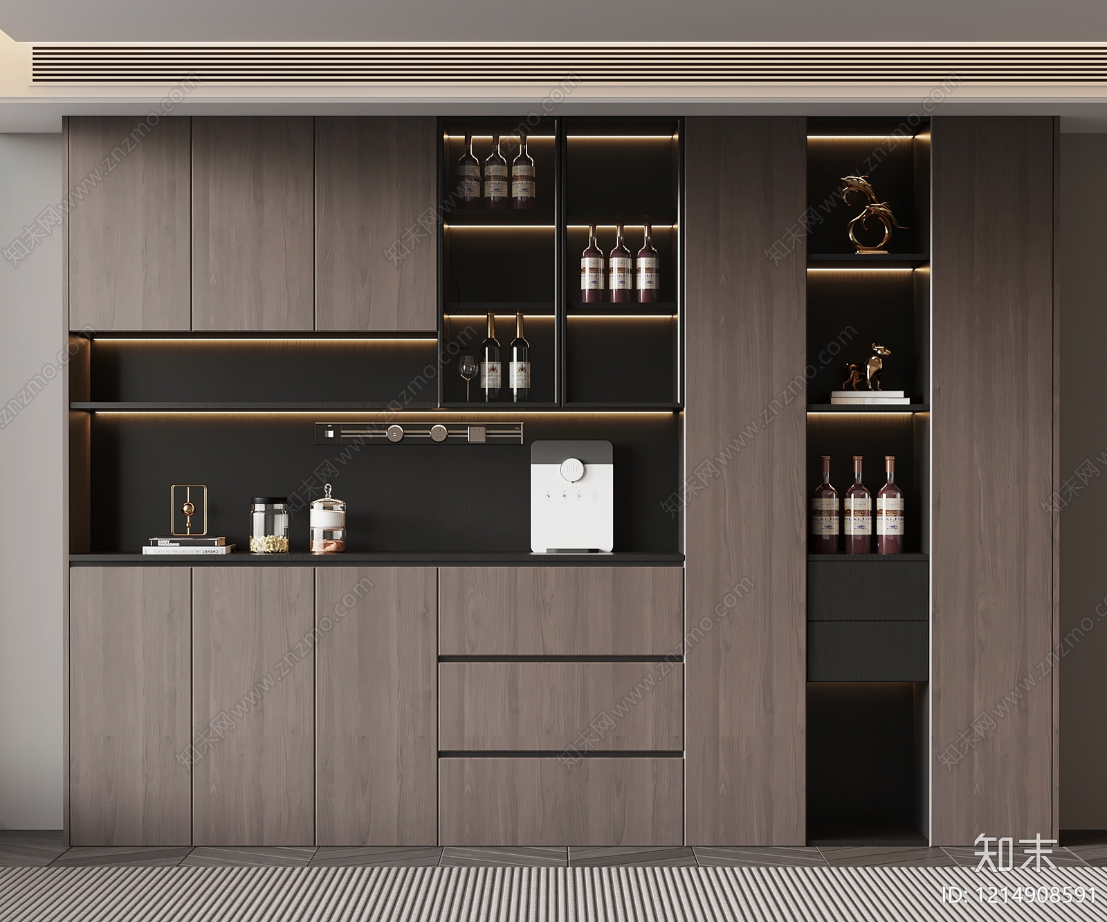 现代简约酒柜SU模型下载【ID:1214908591】