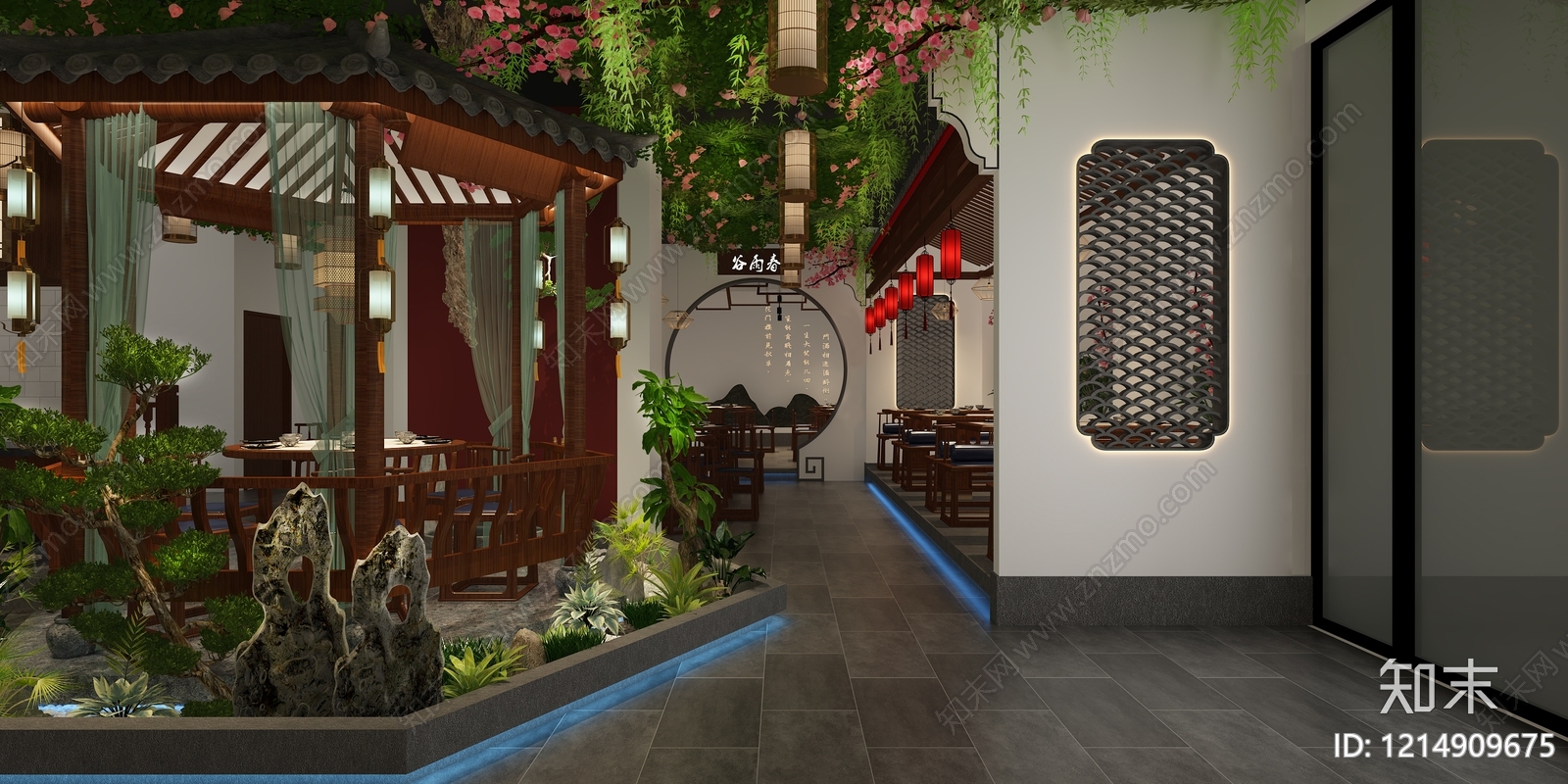 新中式中餐厅3D模型下载【ID:1214909675】