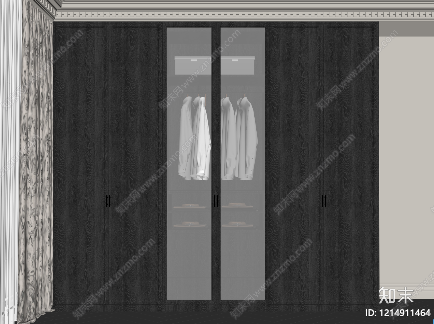 现代轻奢衣柜SU模型下载【ID:1214911464】
