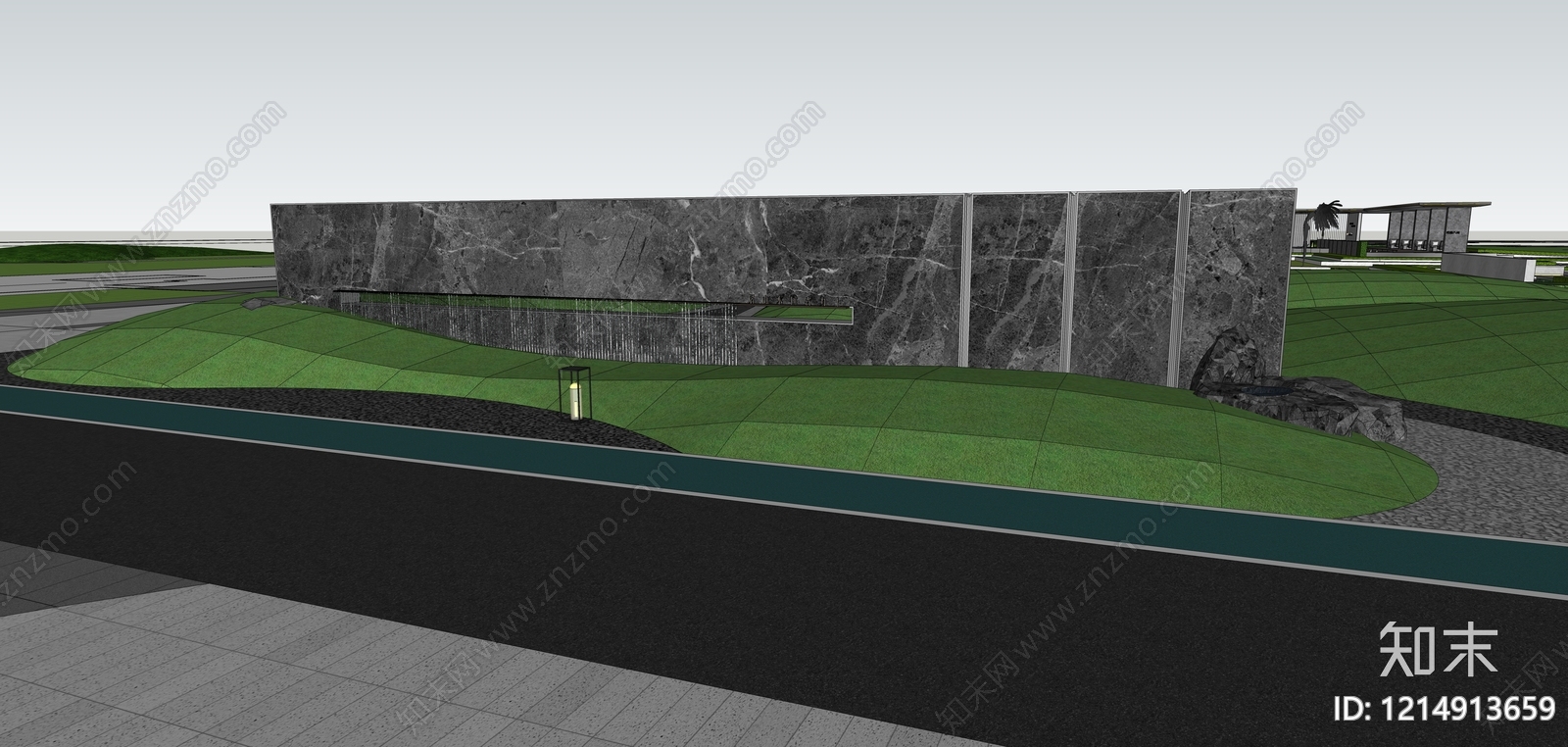 现代景观水墙SU模型下载【ID:1214913659】