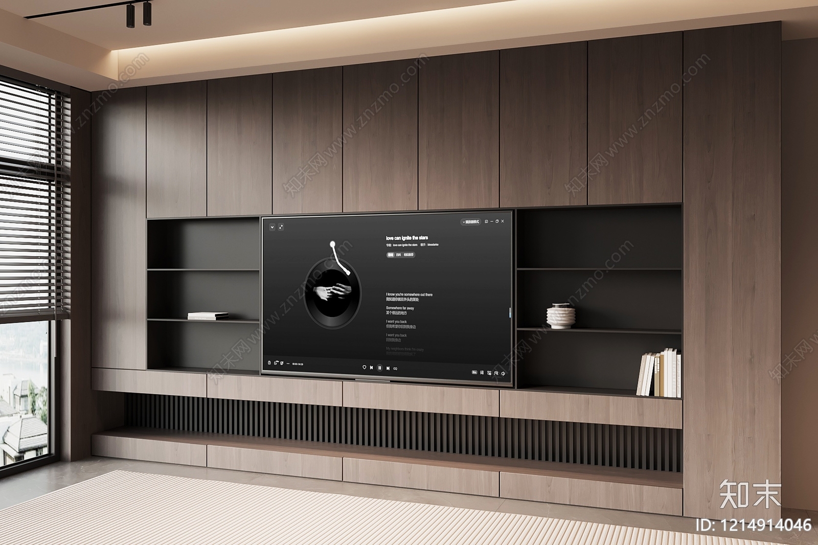 现代简约电视背景墙SU模型下载【ID:1214914046】