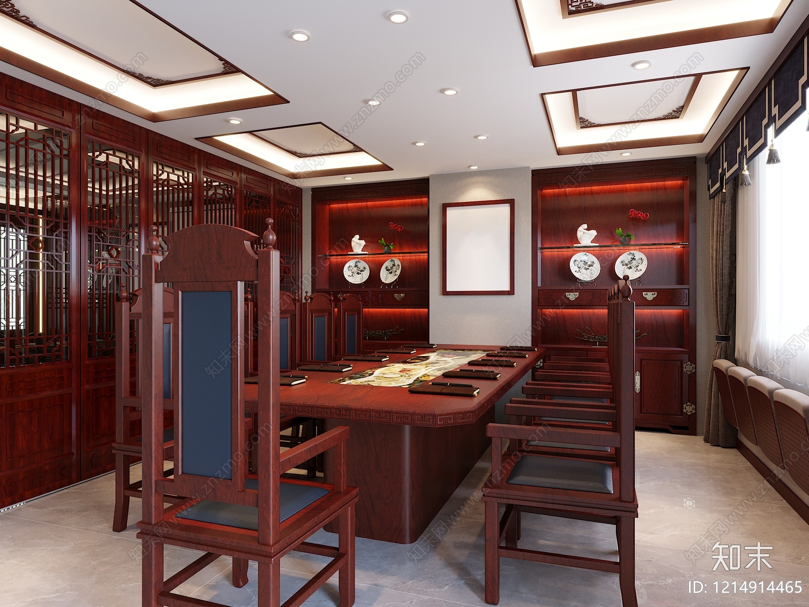 新中式会议室3D模型下载【ID:1214914465】