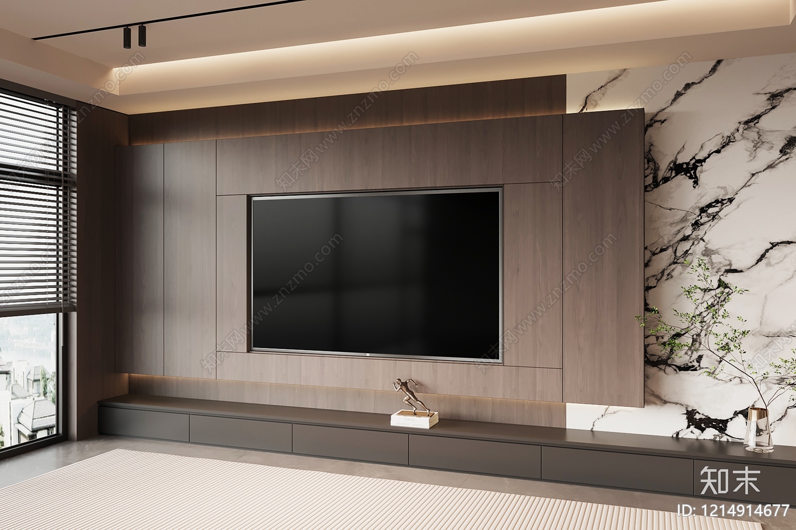 现代简约电视背景墙SU模型下载【ID:1214914677】