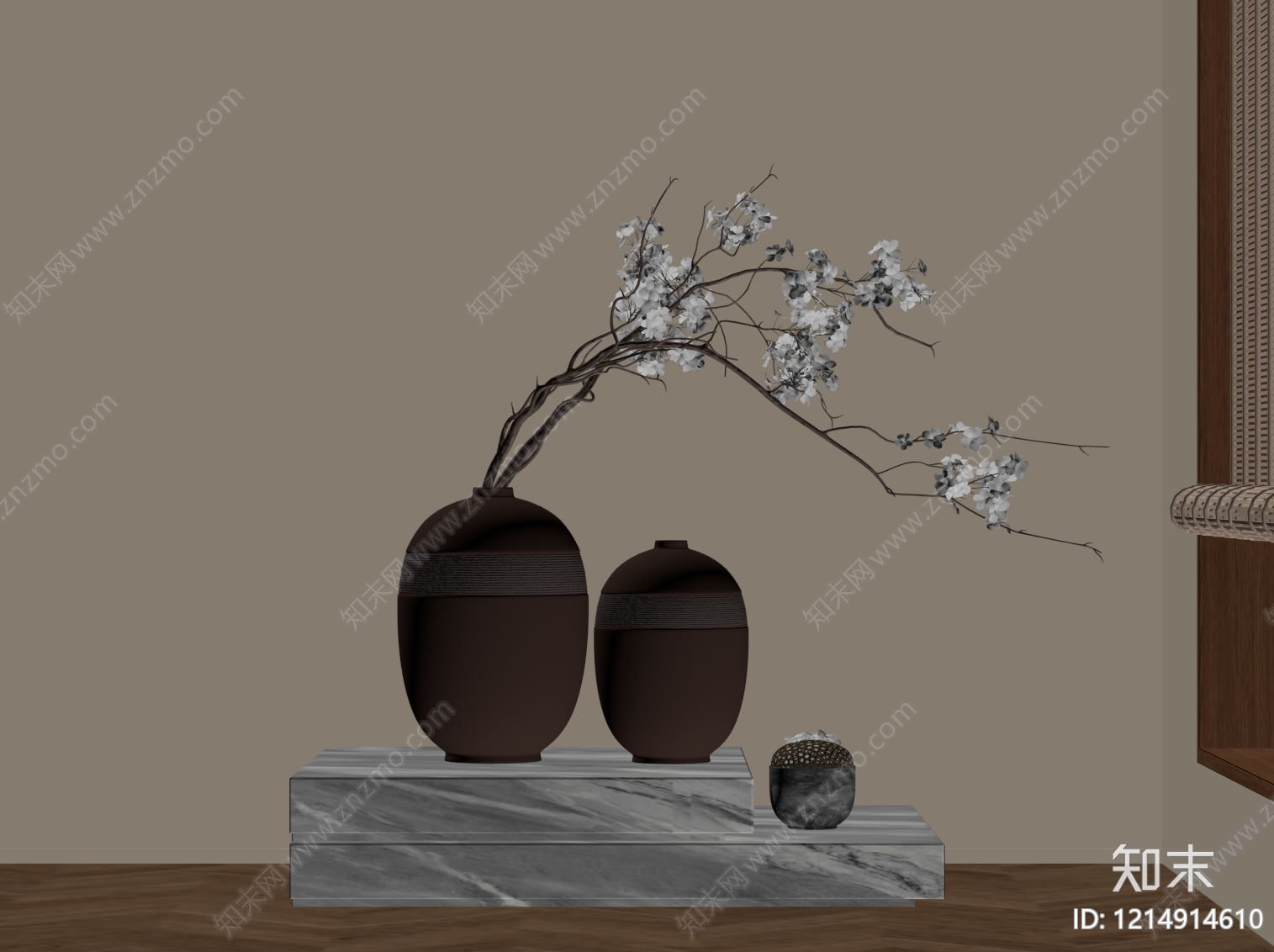 新中式摆件组合SU模型下载【ID:1214914610】