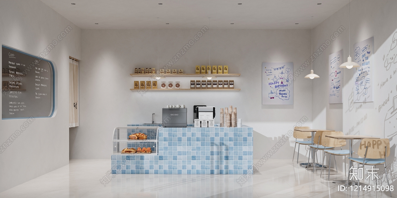 奶油风甜品面包店3D模型下载【ID:1214915098】
