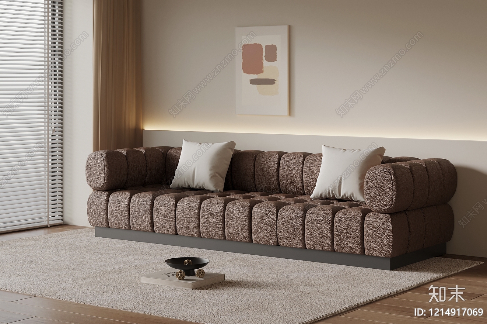 奶油风多人沙发3D模型下载【ID:1214917069】