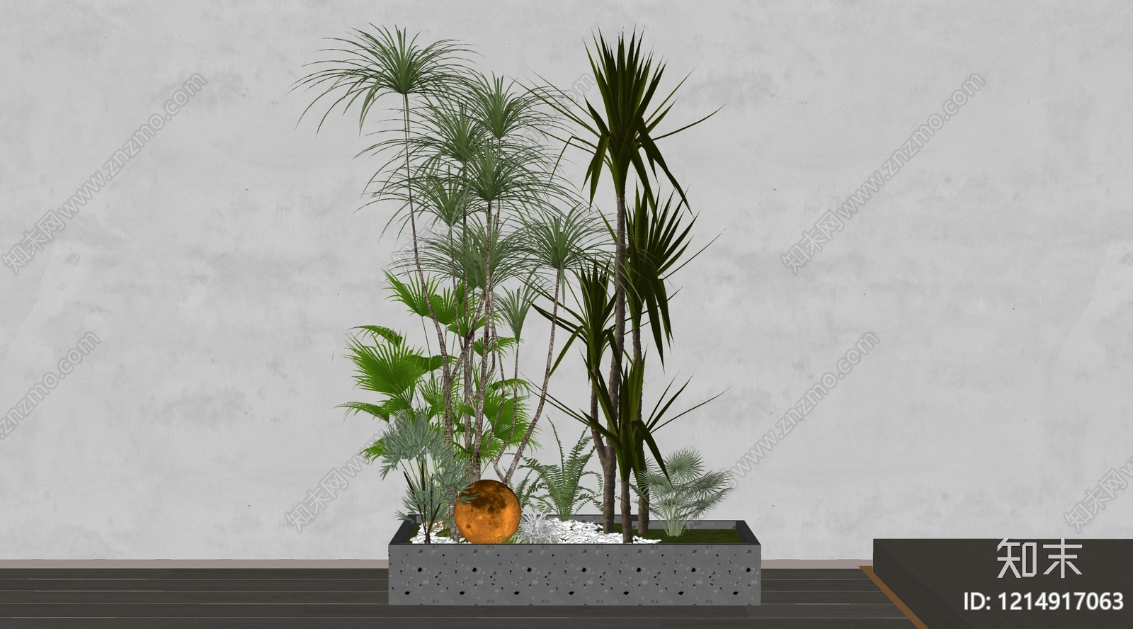 现代简约植物组合SU模型下载【ID:1214917063】